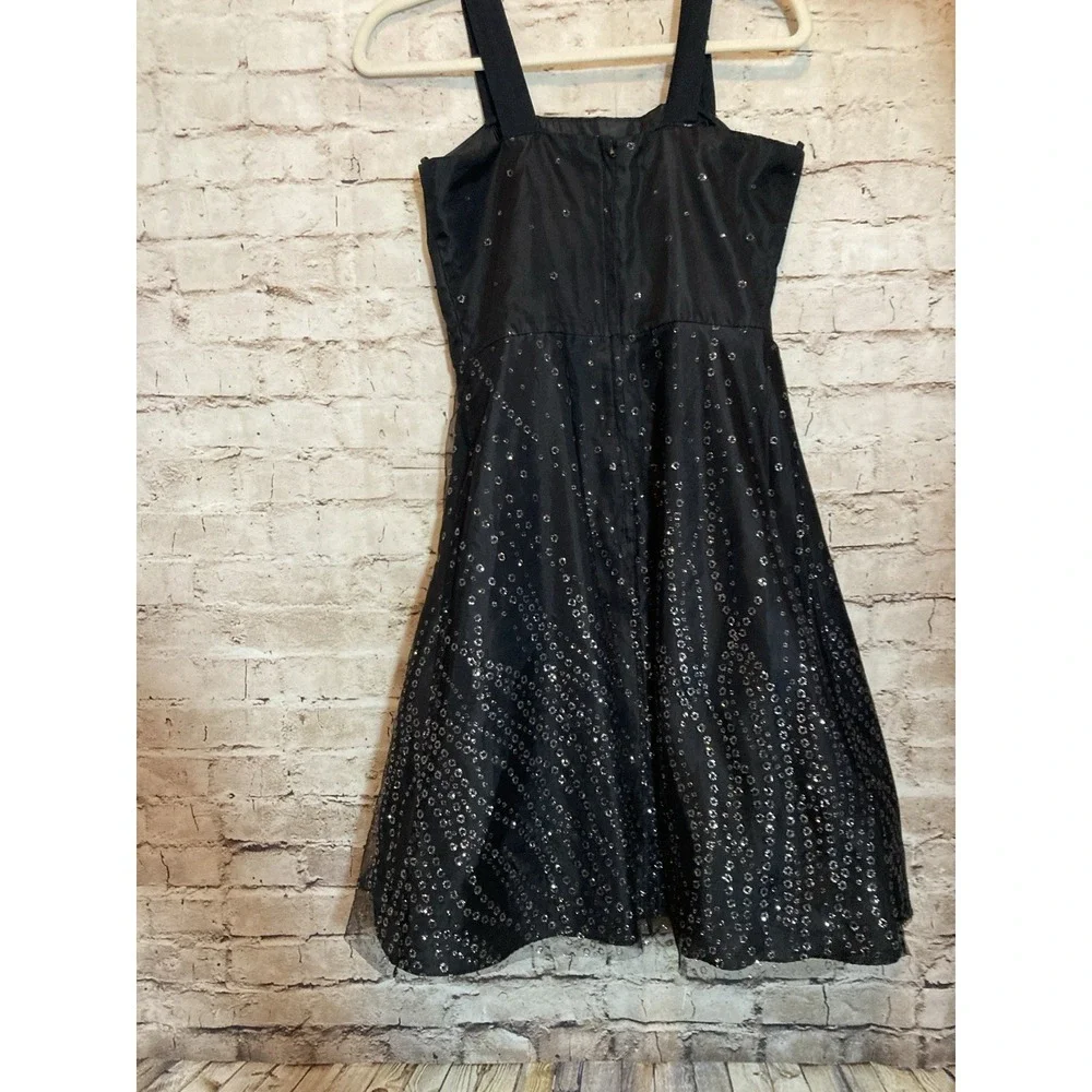 Vintage Y2K BCX Dress 9 Black‎ Glitter Embellished Fit Flare Cocktail Party Mesh